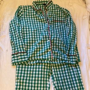 J.Crew Green and White Plaid Pajamas